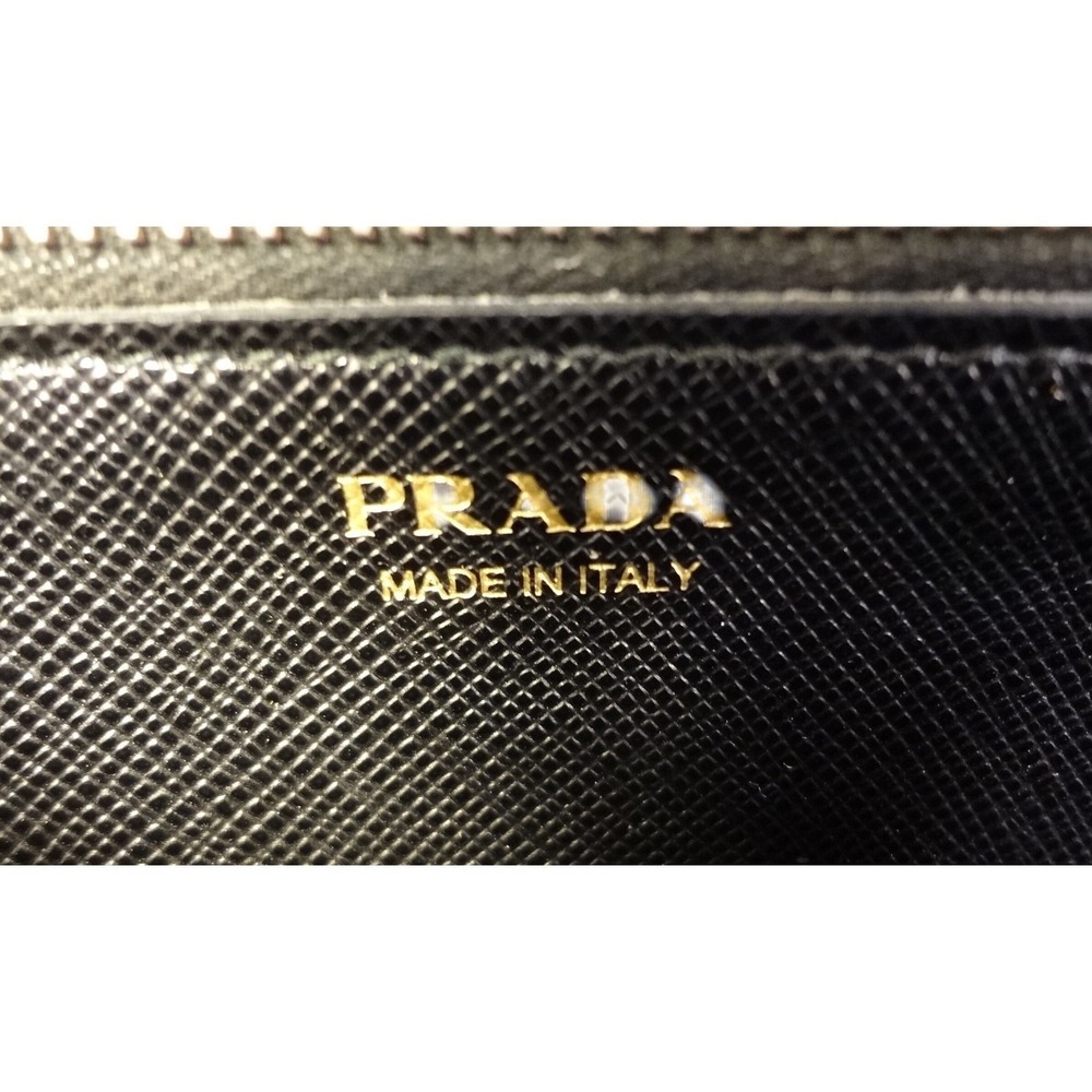 PRADA Black SLG Saffiano Leather Flap Long Wallet ID Holder Chain Includes COA - Picture 8 of 16